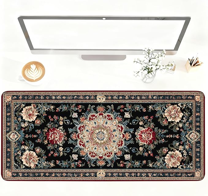 Vintage Persian Carpet Mouse Pad – Large Extended Desk Mat 35.43 x 15.75 in – by LEIWEIHOPE