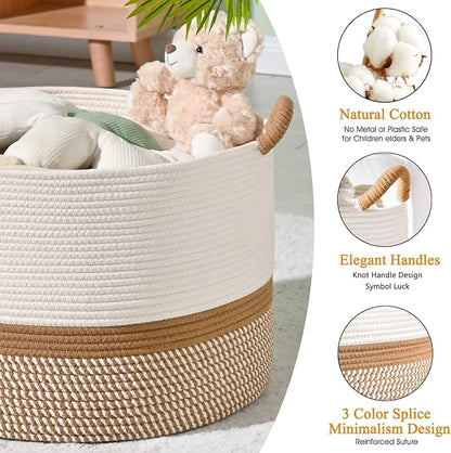 KAKAMAY Large Blanket Basket, Woven Baskets - Image 7
