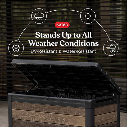 Keter Walnut 100 Gallon Resin Deck Box-Organization and Storage - Image 3