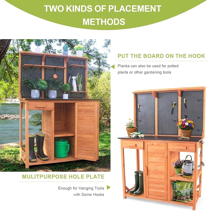 Outdoor Potting Bench, 44 * 20 * 63in | Wooden - Image 2