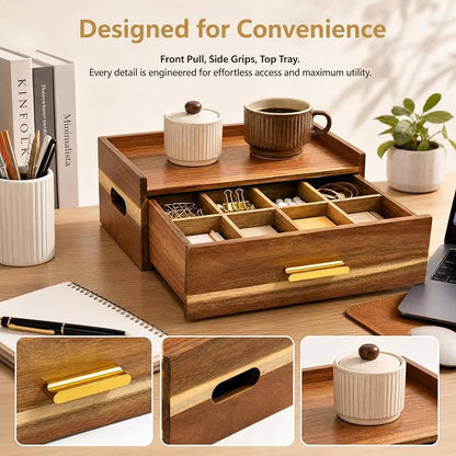Acacia Wood Tea Bag Organizer 8 Compartment Storage Box & Organizer - Image 7