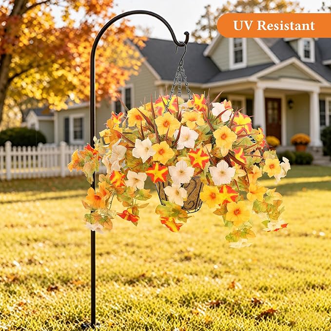 Artificial Fall Flowers with Hanging Basket - Image 2