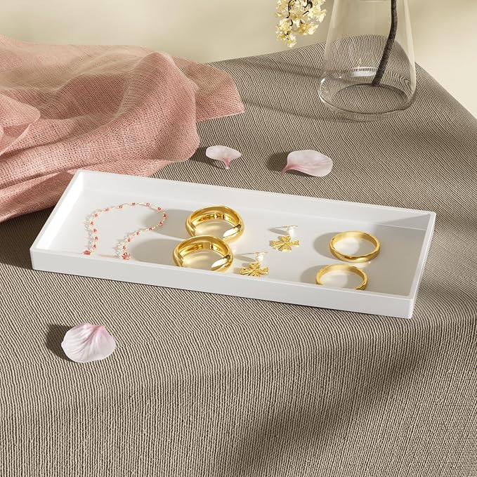Vanity and Bathroom Tray, 11.8" ABS Countertop Organizer, Waterproof Vanity Tray - Image 5