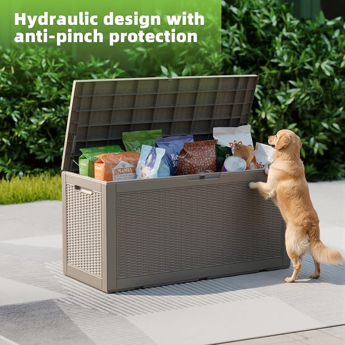 EasyUp 120 Gallon Outdoor Storage Box Waterproof, UV Resistant Resin Deck Box - Image 2