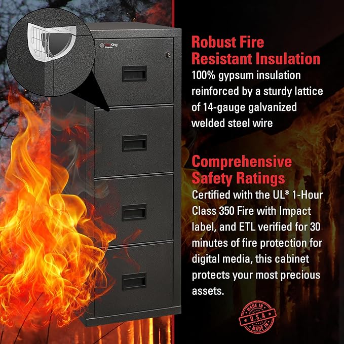 FireKing Turtle Vertical 4 Drawer Legal and Letter Fire Safe File Cabinet - Image 4