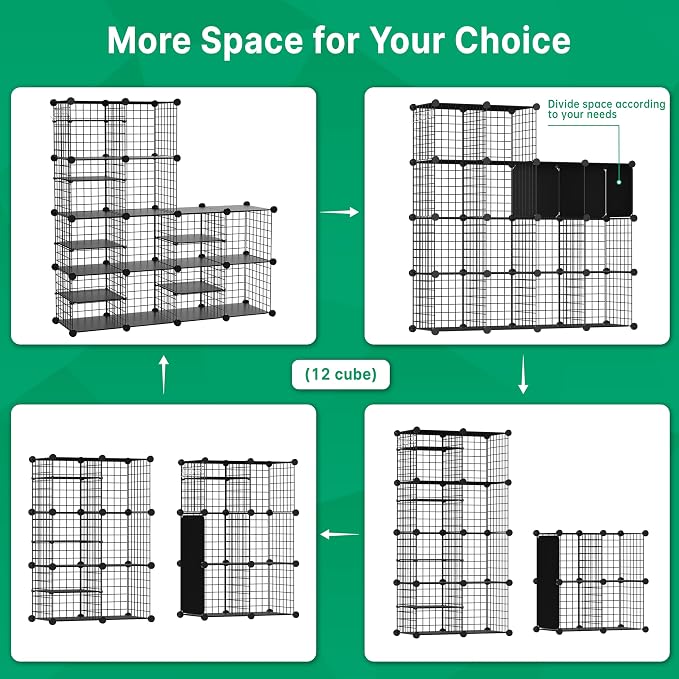 Wire Cube Storage Organizer, 12 Cubes Converted into 14 Cubes, Sturdy Metal - Image 4