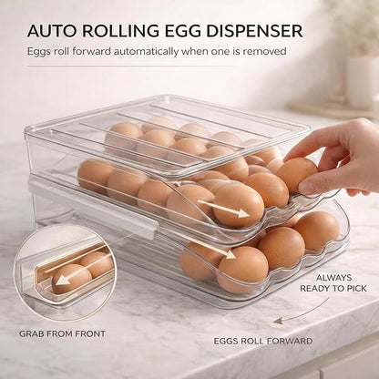 Egg Holder for Fridge with Rolling Auto Dispense, Egg Dispenser for Refrigerator - Image 3