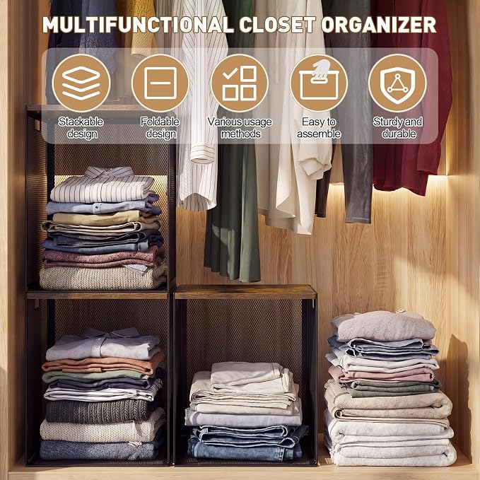AceOrbit 3 Pcs Heightened Stackable Closet Organizers and Storage - Image 3