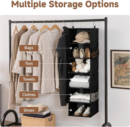StorageWorks Hanging Closet Organizer 6-Shelf, Separable Two 3 Shelf Closet - Image 4