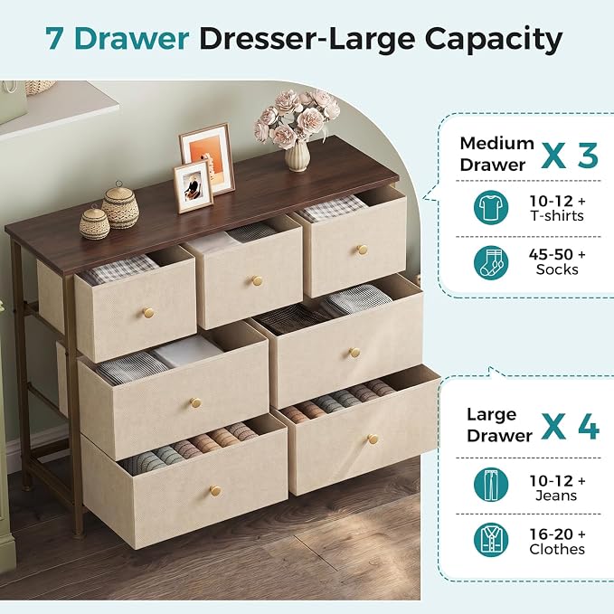OLIXIS 7 Drawer Closet Organizer, Storage Tower - Image 4