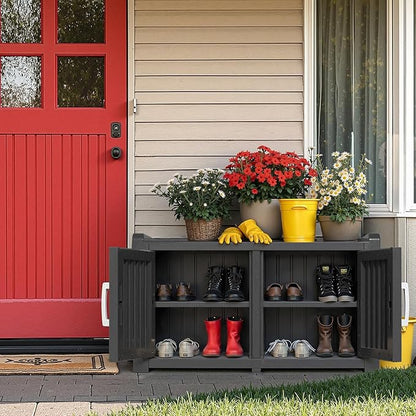 ROJIK Shoe Cabinet Storage Bench Indoor Outdoor, Waterproof UV-Resistant Resin - Image 6
