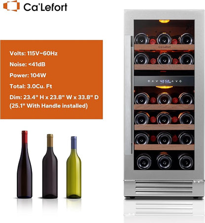 Ca'Lefort 15 Inch Wine Fridge, 28 Bottle Wine Cooler Refrigerator, 40-65°F Wine - Image 8