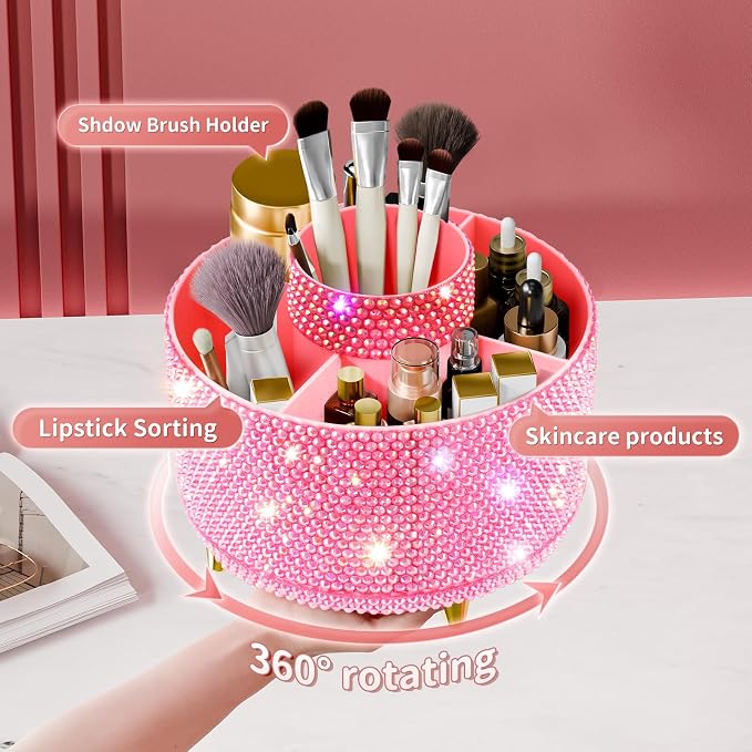 Bling 360° Rotate Makeup Brush Holder Organizer, Makeup Organizers Countertop - Image 2