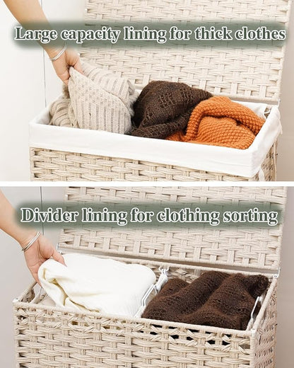 SETVSON Laundry Hamper with Lid Wicker Laundry Basket 112 L Laundry Hampers - Image 3