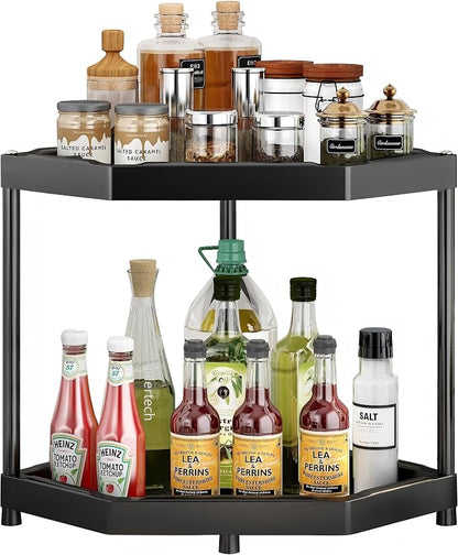 Kitchen Corner Shelf Countertop 2 Tier Bathroom Counter Organizer Cabinet by villertech