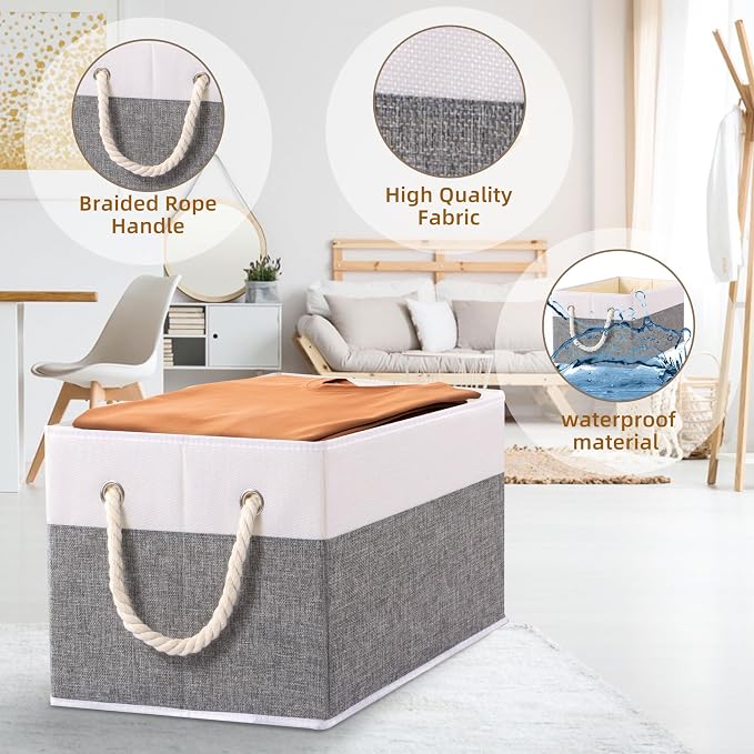 Yawinhe Collapsible Storage Bins 3-Pack, Large Fabric Baskets - Image 5