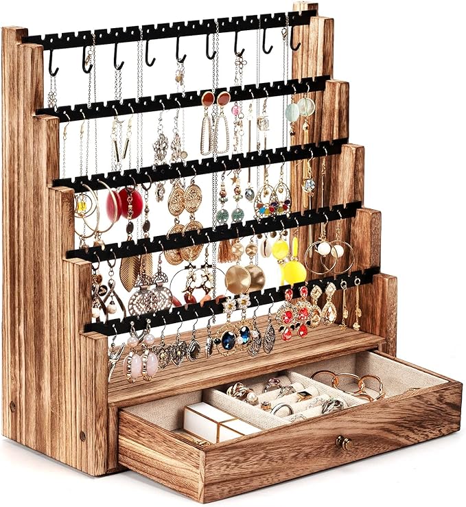 Pinzoveco Earring Organizer, 5 Layer Earring Holder Organizer by Pinzoveco