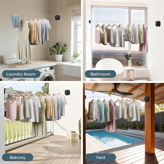 FORIOUS Retractable Clothesline Indoor, 13.8 Ft Non-Sagging Outdoor Clothes Line - Image 7