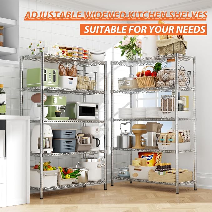 Storage Shelves Heavy Duty, 5-Tier Adjustable Metal Industrial Utility Shelf - Image 6
