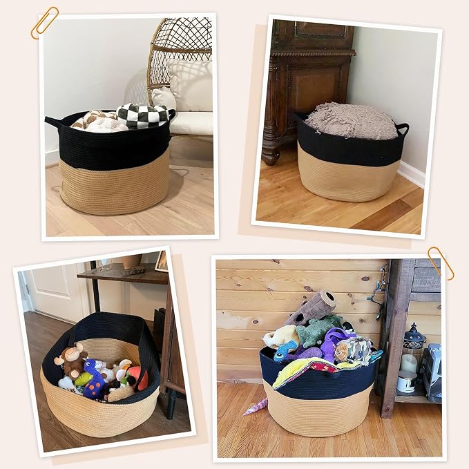 INDRESSME XXXLarge Cotton Rope Basket Woven Baby Laundry Basket Blanket Baskets - Image 4