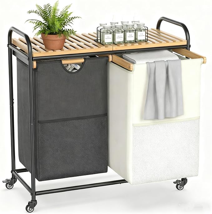 Laundry Sorter 2 Section, Laundry Hampers by BAMBOOHOMIE