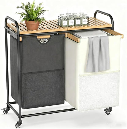 Laundry Sorter 2 Section, Laundry Hampers by BAMBOOHOMIE