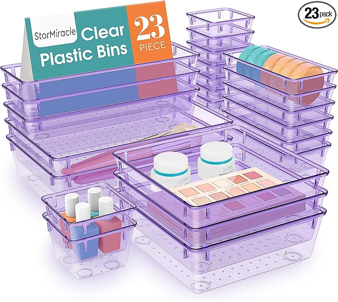 23 PCS Drawer Organizer Set, 5 Varied Size Bathroom and kitchen Drawer cabinet by StorMiracle
