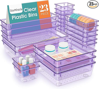 23 PCS Drawer Organizer Set, 5 Varied Size Bathroom and kitchen Drawer cabinet by StorMiracle