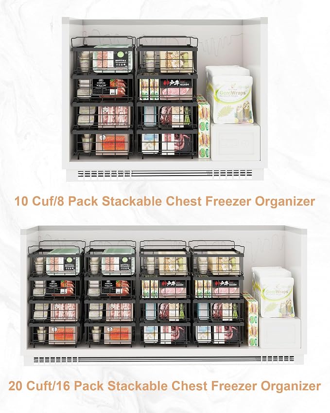 UMDONX 4 Pack Expandable Freezer Organizer Bins Large Freezer organizer Bins - Image 7