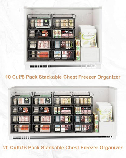 UMDONX 4 Pack Expandable Freezer Organizer Bins Large Freezer organizer Bins - Image 7