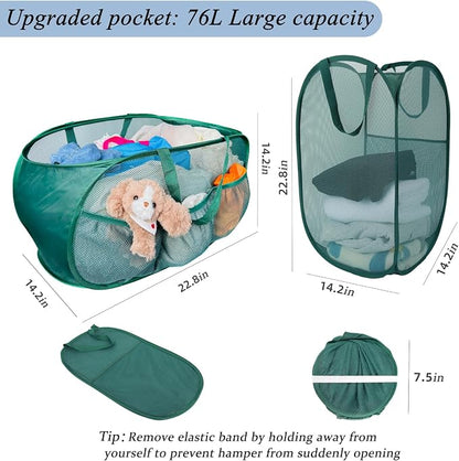 Collapsible Laundry Basket 2 pack, Mesh Pop Up Laundry Hampers - Image 8