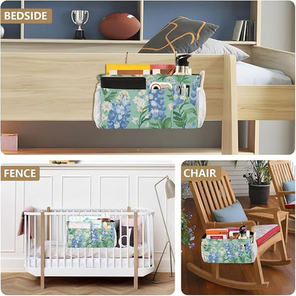 Mint Green Bluebonnet and Daisies Bedside Caddy - Image 8