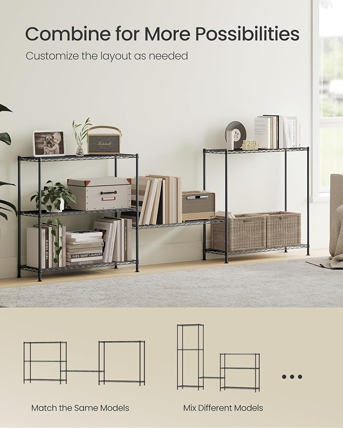 SONGMICS Storage Shelf, Metal Wire Shelving Unit, 3 Tier, Ink Black | - Image 6