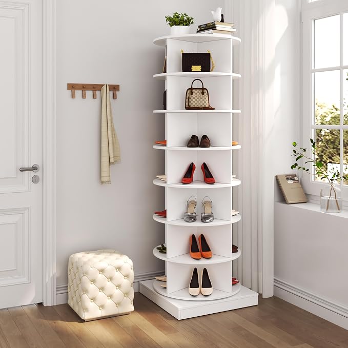 6 Tier / 7 Tier Rotating Shoe Rack Tower, Modern Free Standing 360° Revolving - Image 3