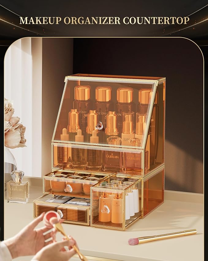 Makeup Organizer Countertop, Amber Makeup Organizer - Image 2