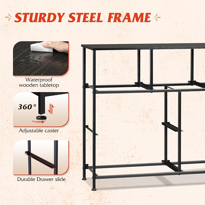 WLIVE 7 Drawer Dresser TV Stand, Entertainment Center, Media Console Table - Image 8