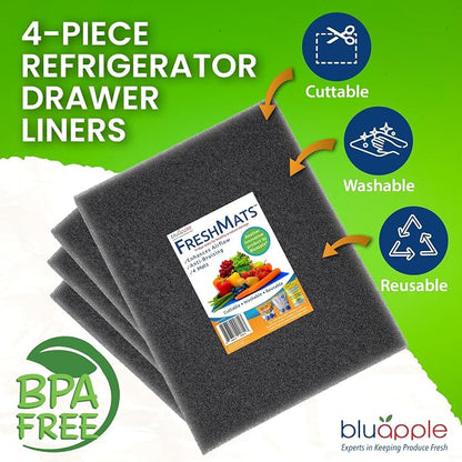 Bluapple FreshMats, Refrigerator Bin Liner, Fridge Drawer Mats, Crisper Life - Image 3