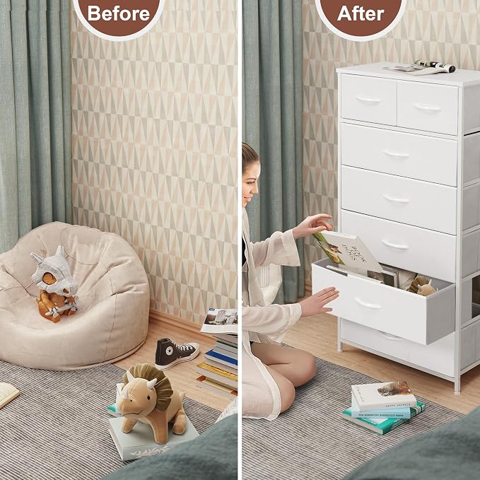 Fabric Dresser with 7 Drawers, Vertical Storage Tower | Sturdy Steel Frame - Image 5