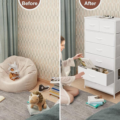 Fabric Dresser with 7 Drawers, Vertical Storage Tower | Sturdy Steel Frame - Image 5
