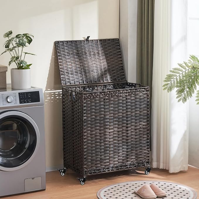 Laundry Hamper with Wheels&Lid, 50.2 Gallons Rolling Laundry Basket with Wheels - Image 2