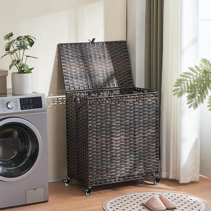 Laundry Hamper with Wheels&Lid, 50.2 Gallons Rolling Laundry Basket with Wheels - Image 2