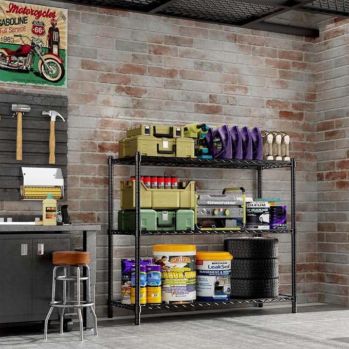 Storage Shelves Heavy Duty, 3-Tier Adjustable Metal Industrial Utility Shelf - Image 7