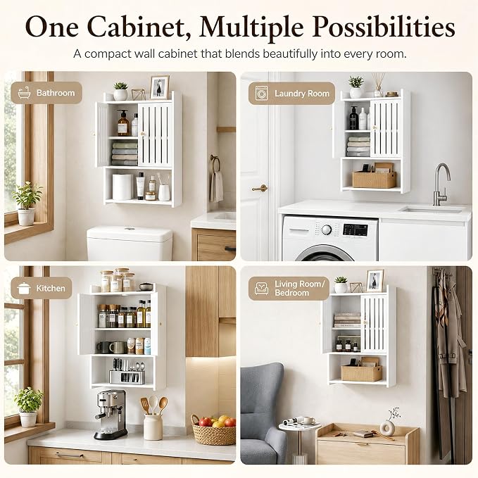 HAYOFAMY 4-Tier Wall Bathroom Storage Cabinet 7.9" D x 15.7" W x 23.6" H | PVC - Image 7