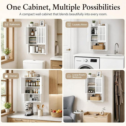 HAYOFAMY 4-Tier Wall Bathroom Storage Cabinet 7.9" D x 15.7" W x 23.6" H | PVC - Image 7