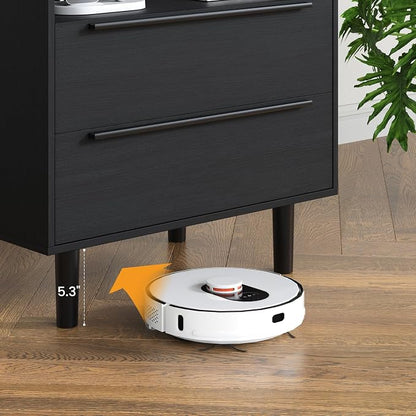 26" Tall Black Nightstand with Charging Station, 2 Drawer Contemporary Modern - Image 6