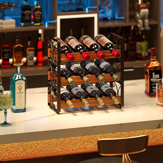 X-cosrack Wine Rack Countertop, 3-Tier 12 Bottles Small Wine Rack Stackable - Image 5