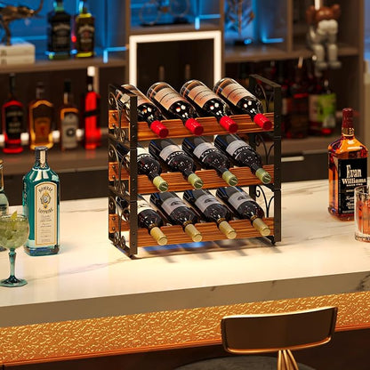 X-cosrack Wine Rack Countertop, 3-Tier 12 Bottles Small Wine Rack Stackable - Image 5