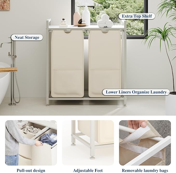Garvee 97L Laundry Basket 2 Section, Laundry Hamper - Image 4