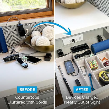 Docking Drawer Blade in-Drawer Outlet, Integrated Safety Shutoff, USB-A & 15 - Image 3