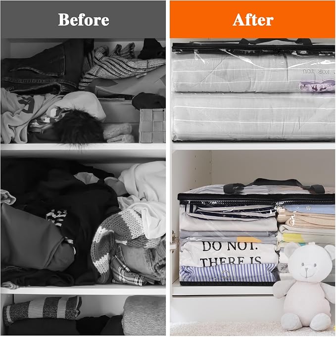 Vieshful 7 Pack Clear Comforter Storage Bag, 60L Clothes Storage Bag - Image 6